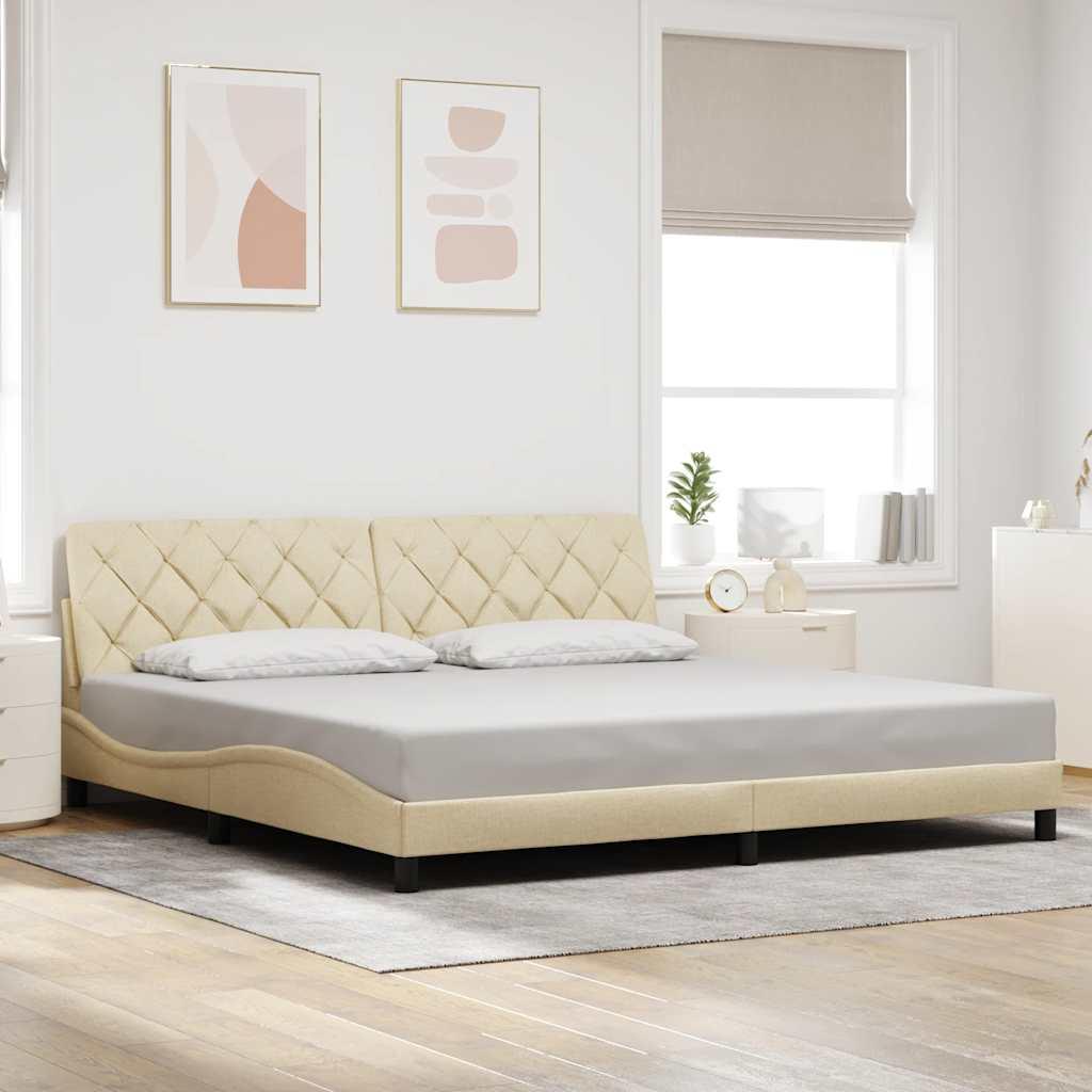 Sengeramme med hovedgærde 200 x 200 cm - creme