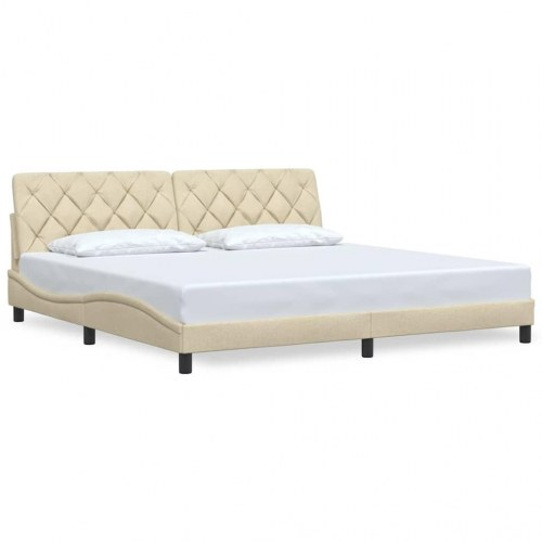 Sengeramme med hovedgærde 200 x 200 cm - creme