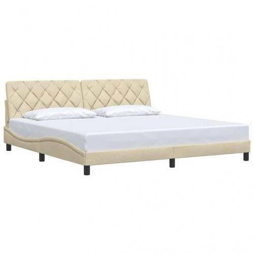 Sengeramme med hovedgærde 200 x 200 cm - creme