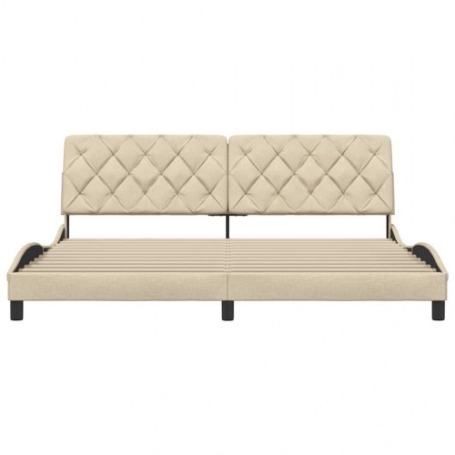Sengeramme med hovedgærde 200 x 200 cm - creme