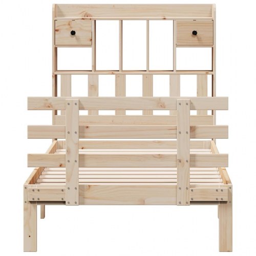 Seng med reol uden madras 90x190 cm massivt fyrretræ