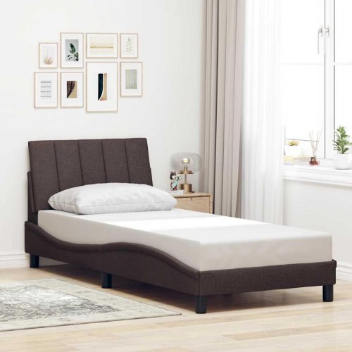Sengeramme Hanko med LED og gavlpude uden madras - mørkebrun 90 x 190 cm