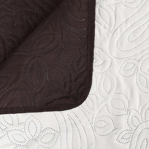 Dobbeltsidet quiltet sengetæppe 230 x 260 cm cremehvid og brun