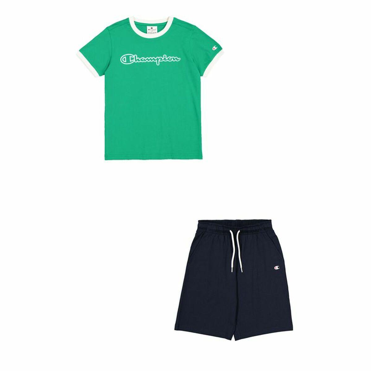 Champion sportssæt til børn - limegrøn t-shirt og navy shorts (5-6 år)