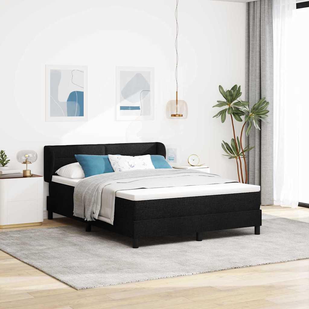Kontinentalseng med madras Sort 160 x 200 cm Stof