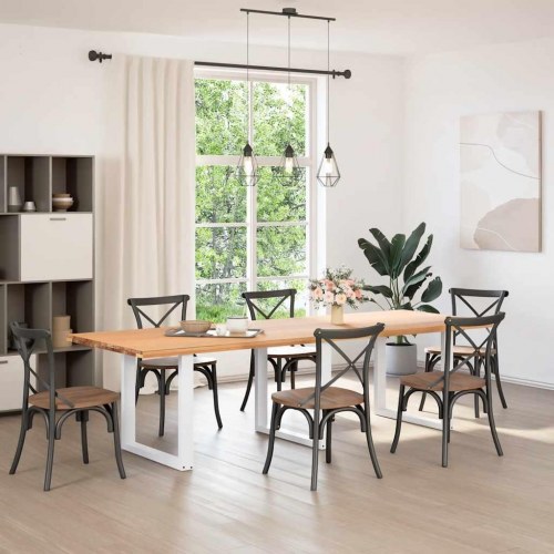 Spisebordsben U-formet 3 stk. hvid 80x(72-73) cm stål