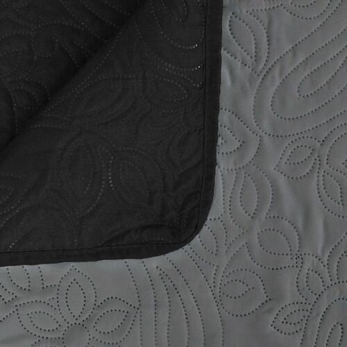 Dobbeltsidet quiltet sengetæppe 230 x 260 cm grå og sort