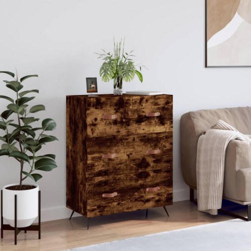 Kommode 69,5×34×90 cm i konstrueret træ - røget egetræsfarve