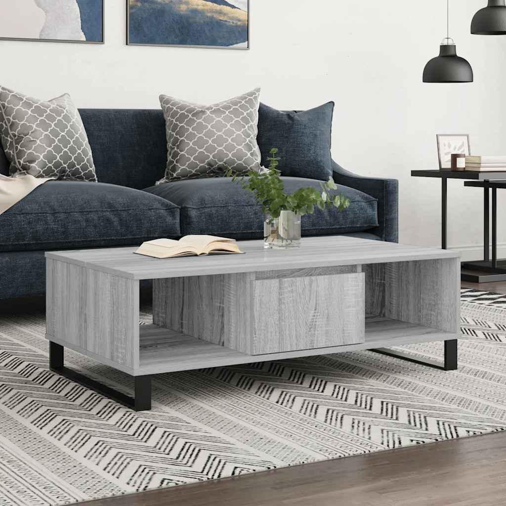 Sofabord 104x60x35 cm konstrueret træ grå sonoma-eg