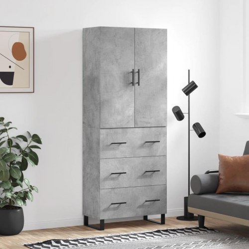 Højskab 69,5×34×180 cm i konstrueret træ - betongrå