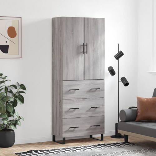 Højskab 69,5x34x180 cm konstrueret træ grå sonoma-eg