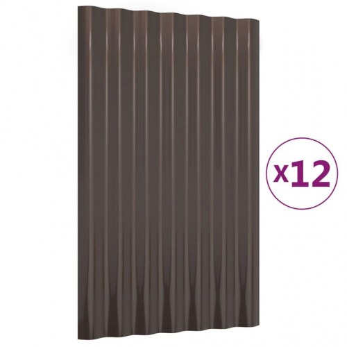 Tagplader 12 stk. 60x36 cm galvaniseret stål brun