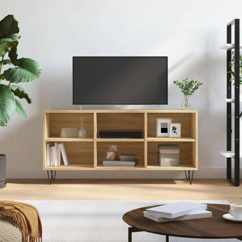 Tv-bord 103,5x30x50 cm konstrueret træ sonoma-eg