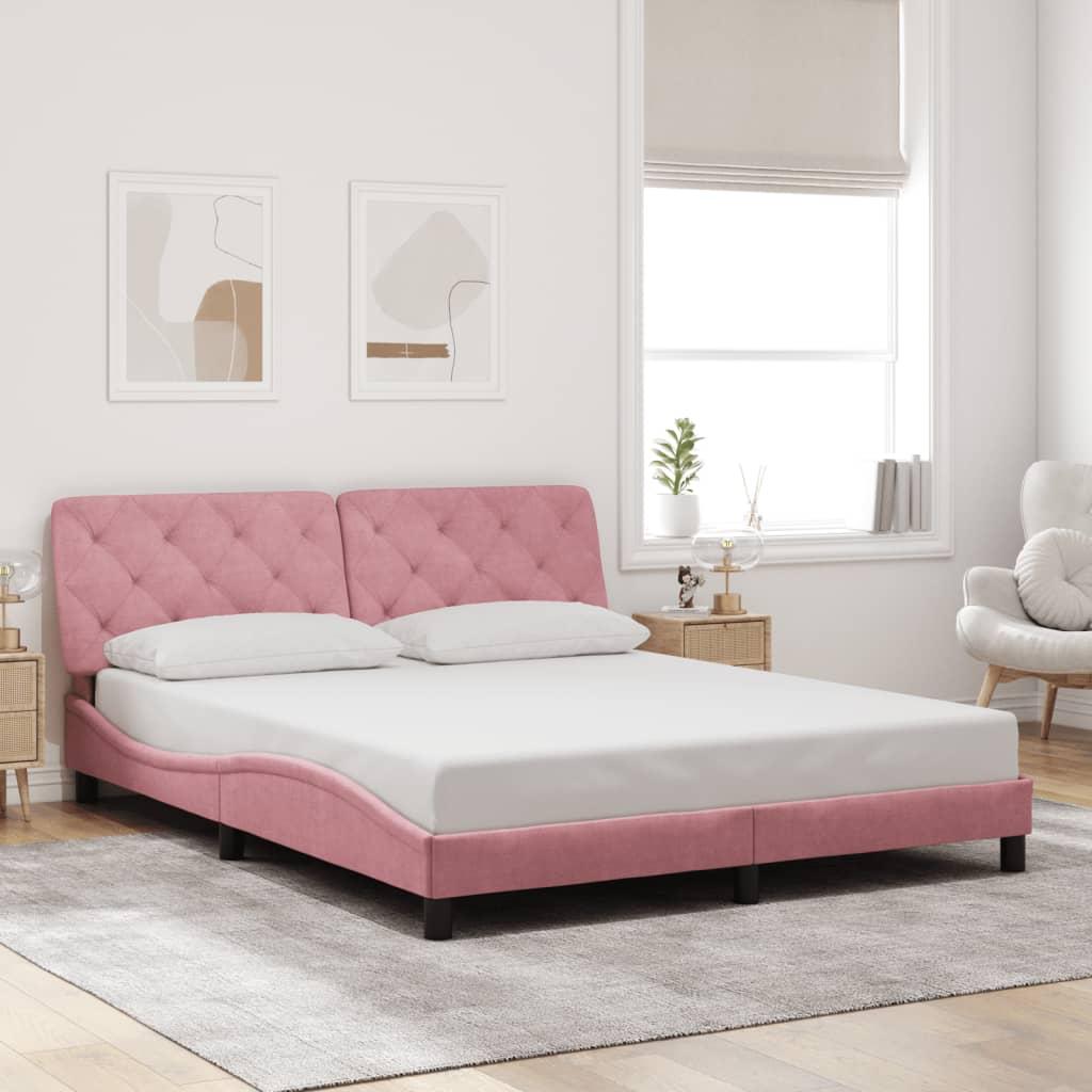 Sengeramme uden madras 160x200 cm fløjl pink