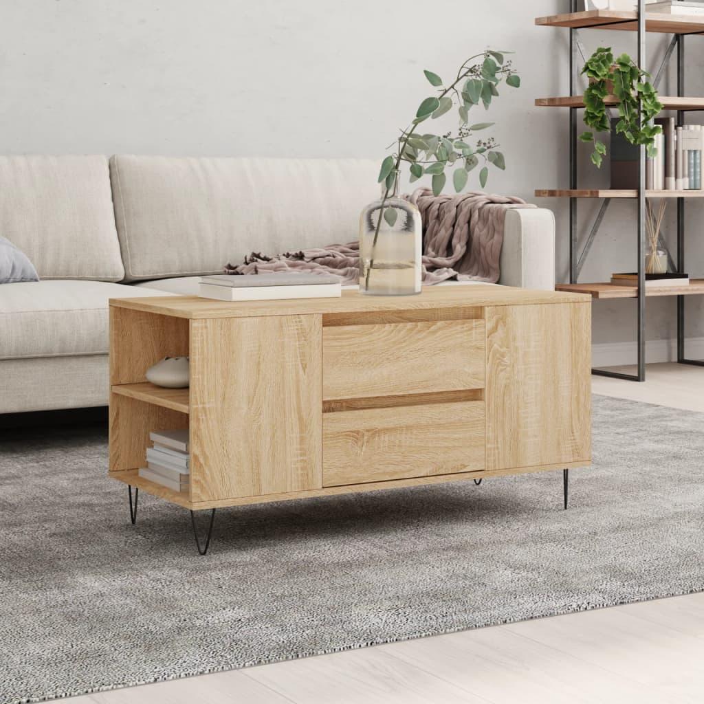 Sofabord 102x44,5x50 cm konstrueret trÃ¦ sonoma-eg