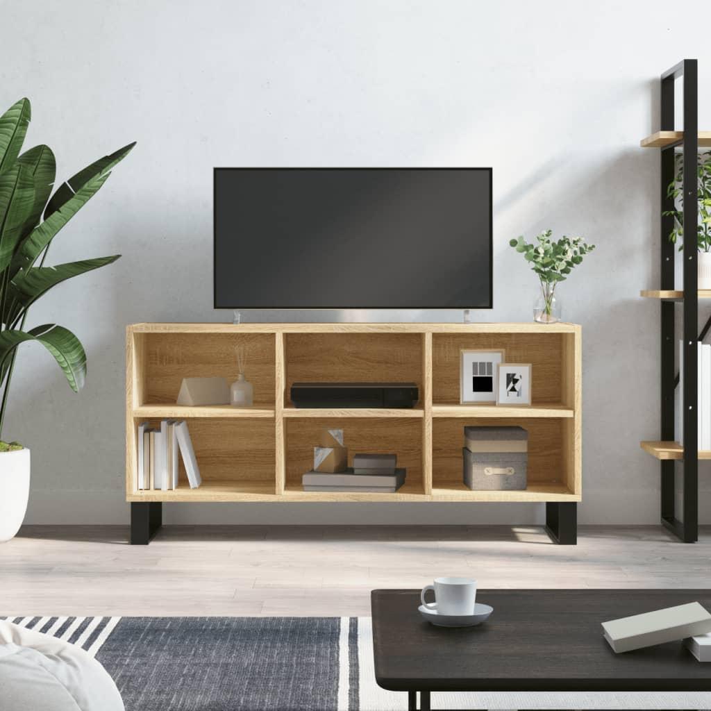 Tv-bord 103,5x30x50 cm konstrueret træ sonoma-eg