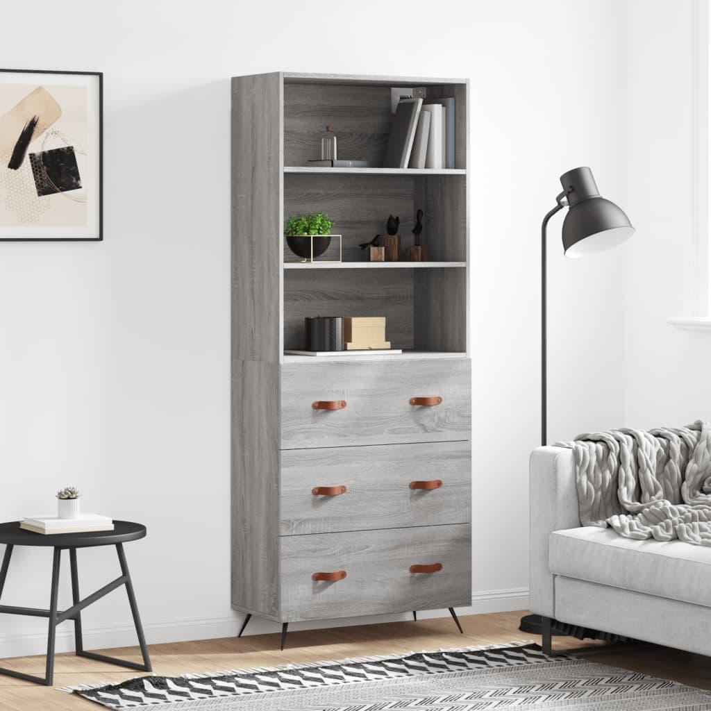 HÃ¸jskab 69,5x34x180 cm konstrueret trÃ¦ grÃ¥ sonoma-eg