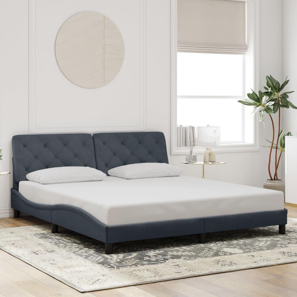 Sengeramme uden madras Mørkegrå 200x200 cm Fløjl