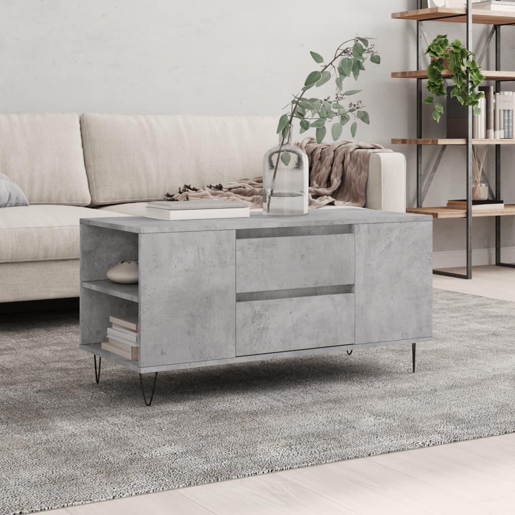 Sofabord 102x44,5x50 cm konstrueret trÃ¦ betongrÃ¥