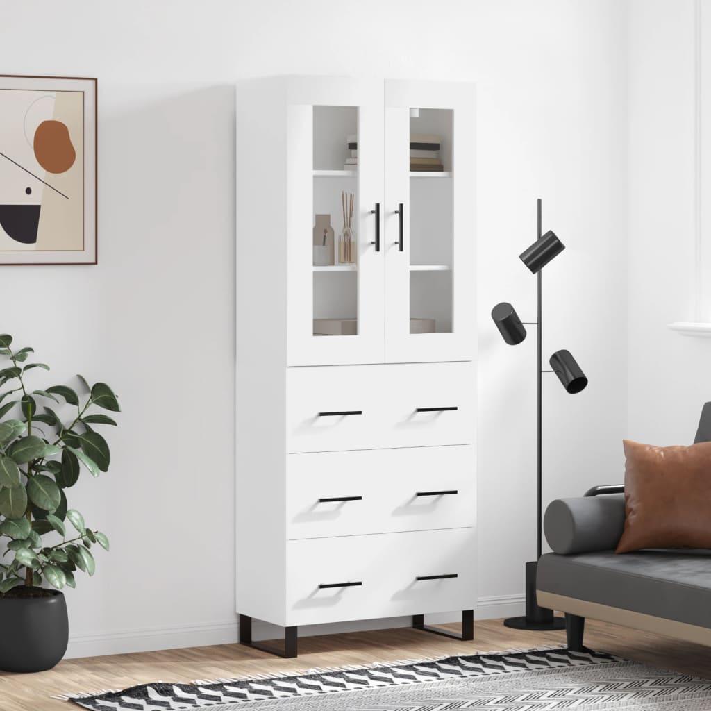 Højskab 69,5X34X180 Cm Konstrueret Træ - Hvid / 3 skuffer