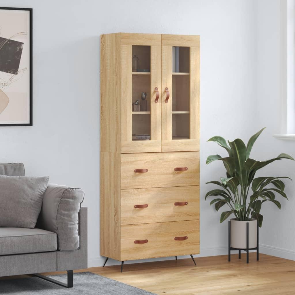 HÃ¸jskab 69,5x34x180 cm konstrueret trÃ¦ sonoma-eg