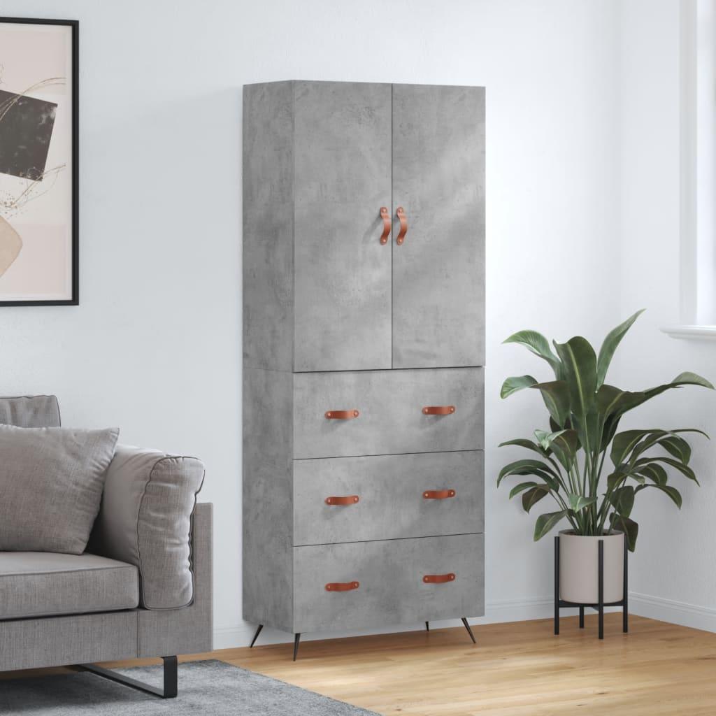 Højskab 69,5x34x180 cm konstrueret træ betongrå