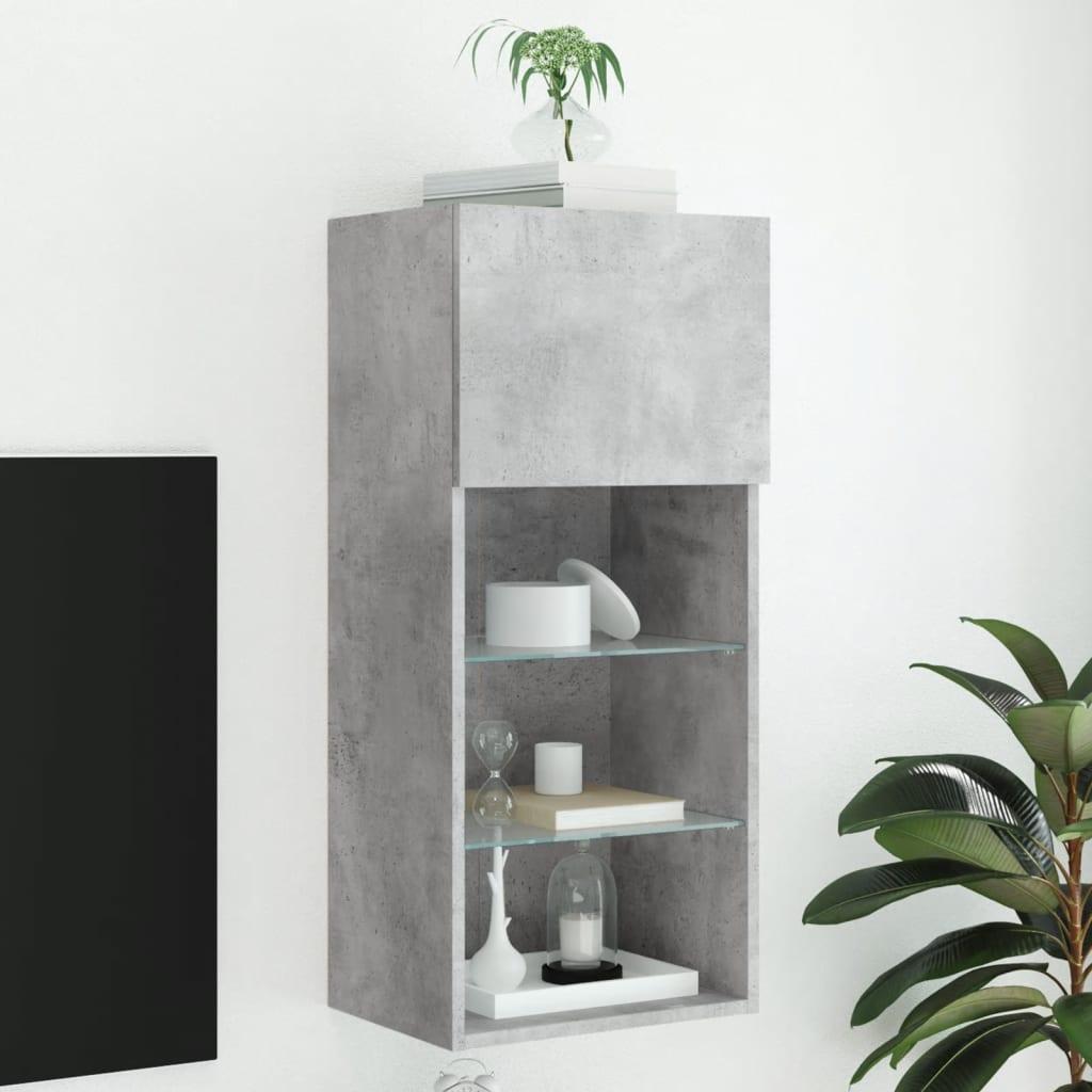 Tv-bord med LED-lys 40,5x30x60 cm betongrå
