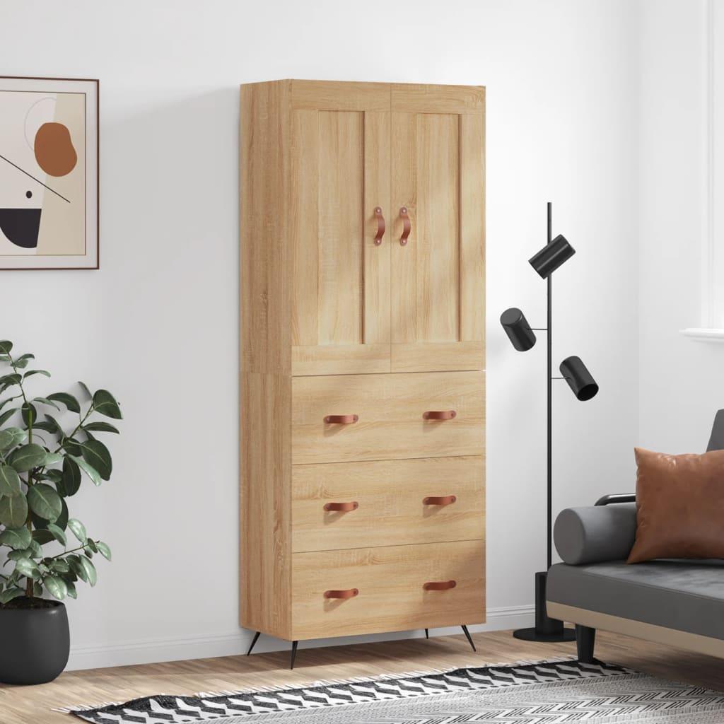 Højskab 69,5x34x180 cm i konstrueret træ - sonoma-eg
