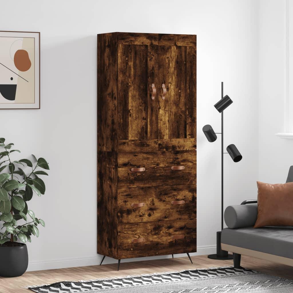 Højskab 69,5 x 34 x 180 cm i konstrueret træ - røget egetræsfarve