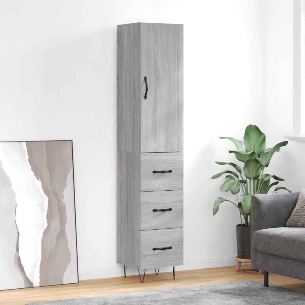 Højskab 34,5x34x180 cm konstrueret træ grå sonoma-eg