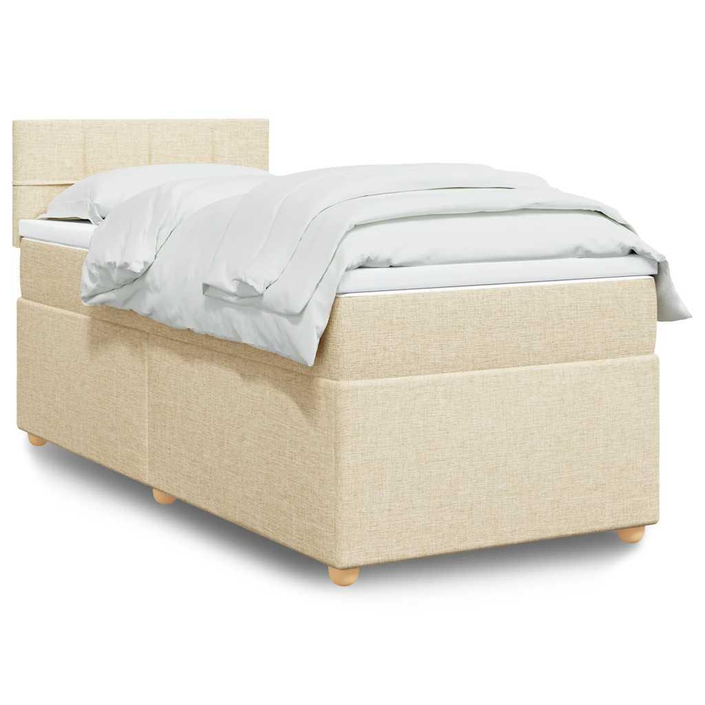 Kontinentalseng med madras 80×200 cm - stof, cremefarvet