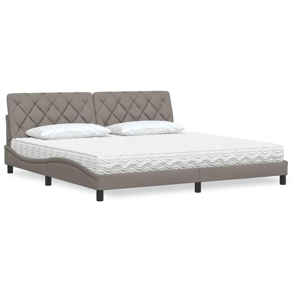 vidaXL seng med madras 200x200 cm stof gråbrun