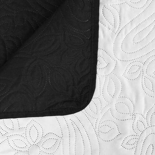 Dobbeltsidet quiltet sengetæppe 170 x 210 cm sort og hvid