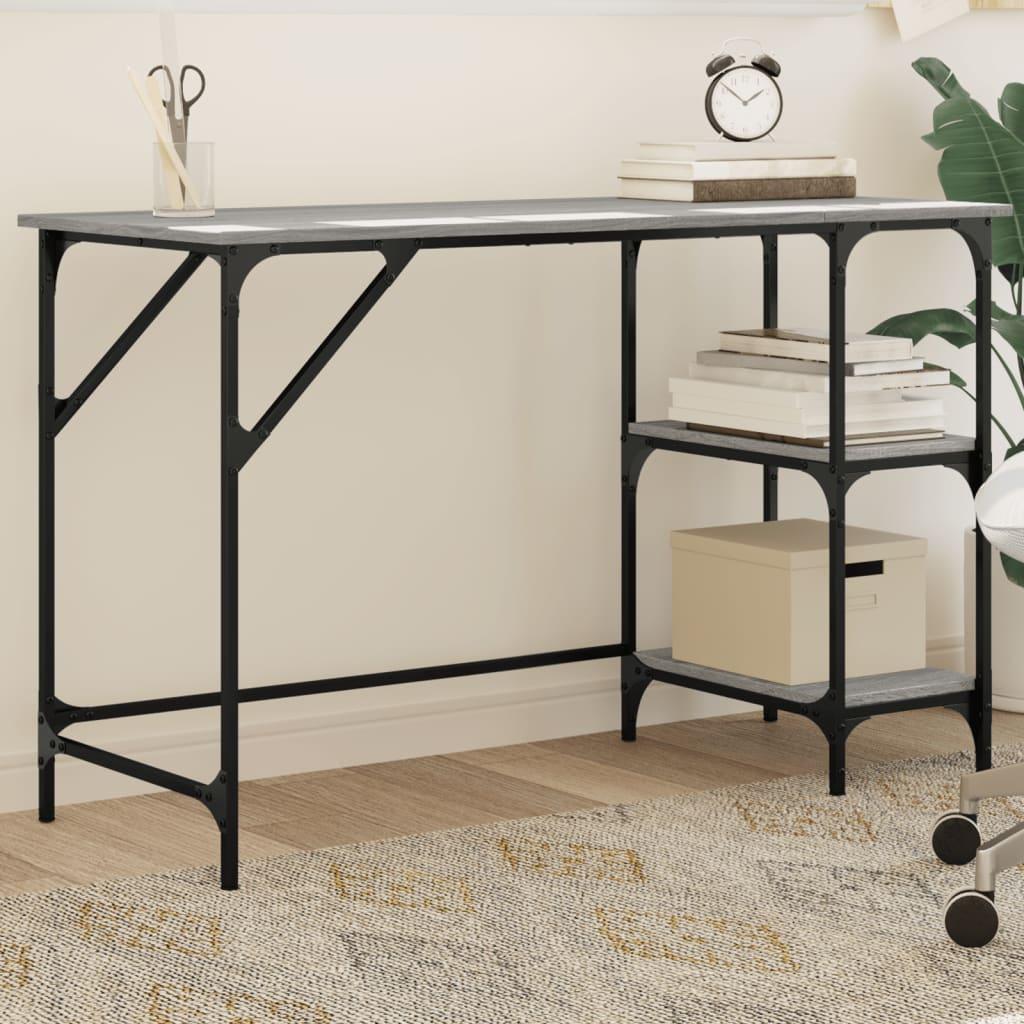 Skrivebord 120x50x75 cm metal og konstrueret træ grå sonoma-eg