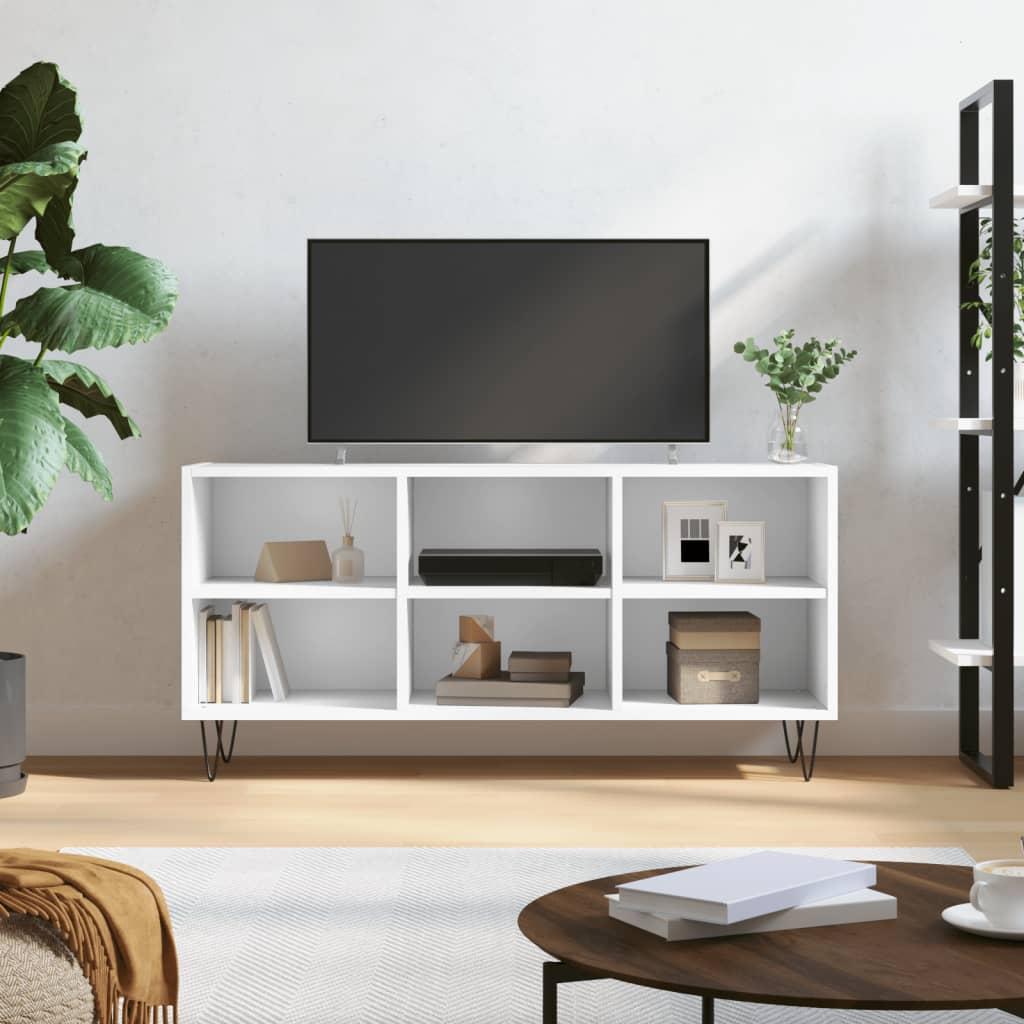 Tv-bord 103,5x30x50 cm konstrueret træ hvid
