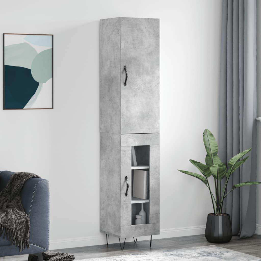 Skab 34,5x34x180 cm konstrueret træ betongrå