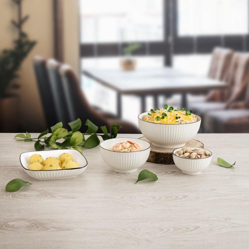 Gastro Black snackskåle - hvid/sort keramik, 6 stk., Ø 20,5 cm