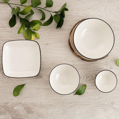 Gastro Black snackskåle - hvid/sort keramik, 6 stk., Ø 20,5 cm