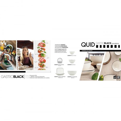 Gastro Black snackskåle - hvid/sort keramik, 6 stk., Ø 20,5 cm