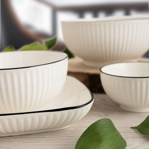 Gastro Black snackskåle - hvid/sort keramik, 6 stk., Ø 20,5 cm