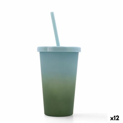 Quidate grøn engangskop med sugerør 475 ml - 12 stk.