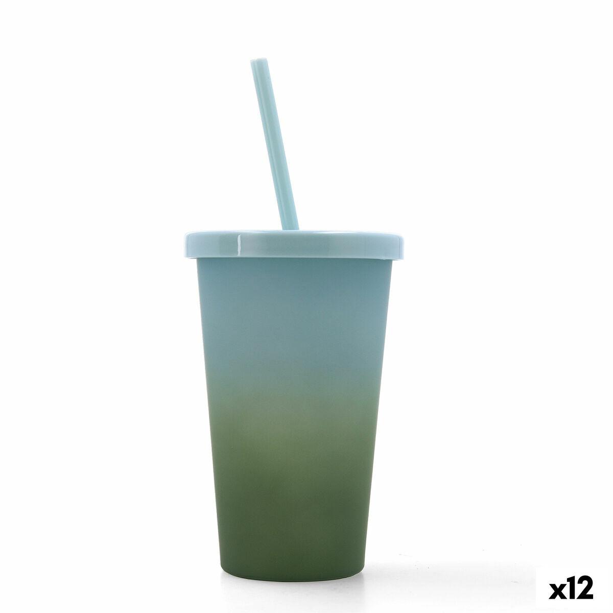 Quidate grøn engangskop med sugerør 475 ml - 12 stk.