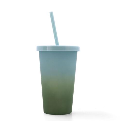 Quidate grøn engangskop med sugerør 475 ml - 12 stk.