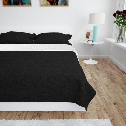 Dobbeltsidet quiltet sengetæppe 220 x 240 cm sort og hvid