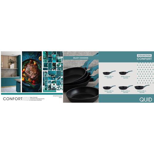 Confort stegepande blå metal Ø 24 cm - 6 stk.