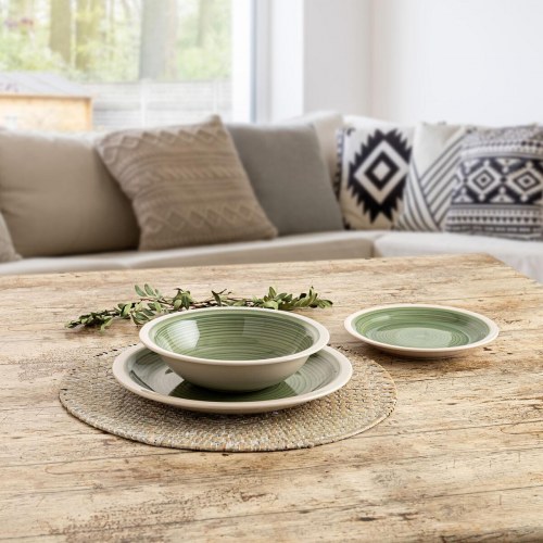 Calypso dyb tallerken, grøn keramik Ø 21,5 cm - 12 stk.