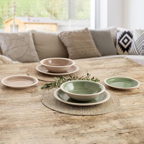 Calypso dyb tallerken, grøn keramik Ø 21,5 cm - 12 stk.