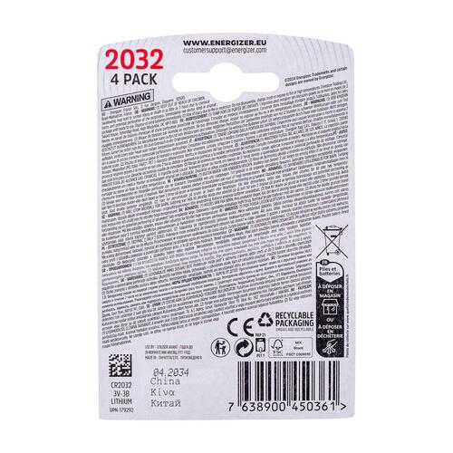 Energizer CR2032 lithium knapcellebatteri 3 V - 4-pak
