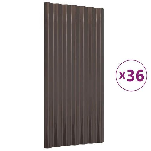 Tagplader 36 stk. 80x36 cm pulverlakeret stål brun