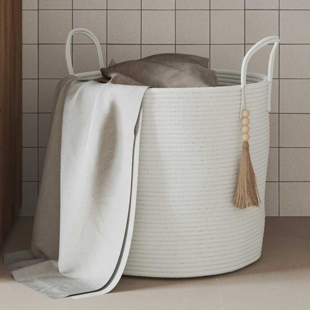 Opbevaringskurv Ø40x35 cm bomuld hvid